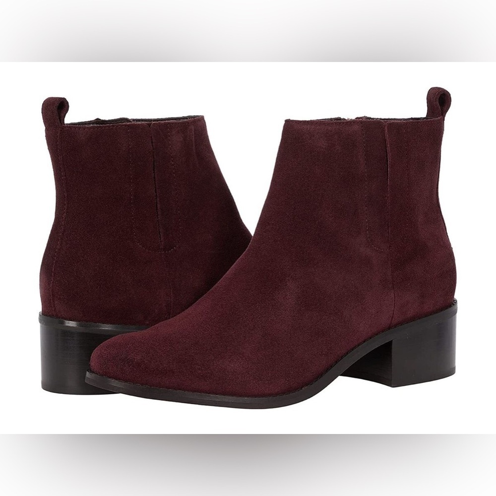NIB Cole Haan Women’s Addie Ankle 45mm Booties in black garnet suede in size 5